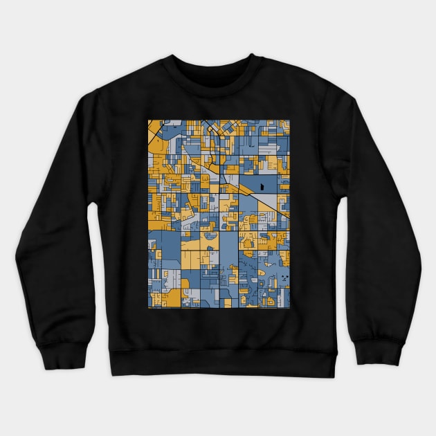 Surrey Map Pattern in Blue & Gold Crewneck Sweatshirt by PatternMaps
